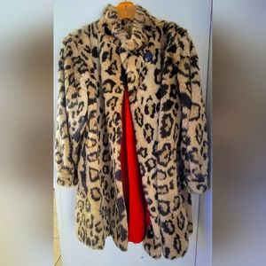 Faux Fur Leopard Print Coat